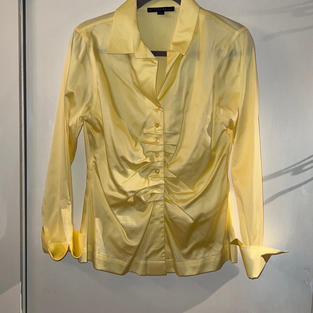 Antonio Melani - cornflower yellow, long sleeved cuffed and straight collar 10